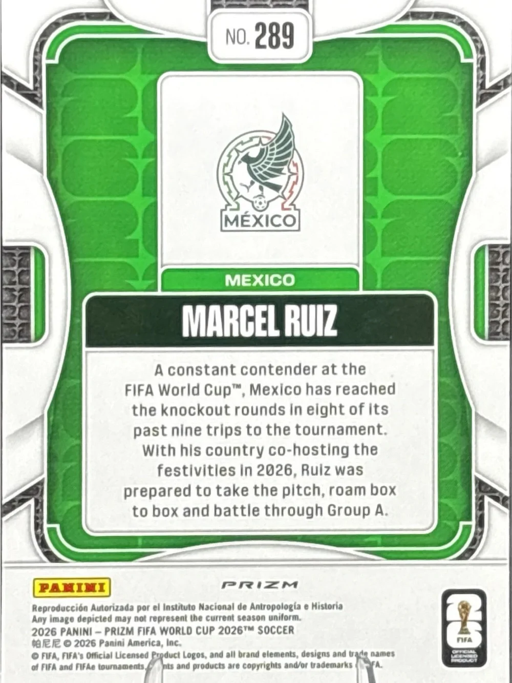 Panini Prizm Marcel Ruiz Rookie Soccer Trading Card - Prizm